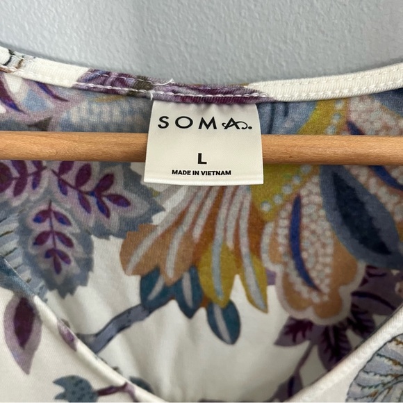 Soma Cool Nights Long Maxi Nightgown Sleep Shirt House Dress Size L Loungewear - Picture 4 of 9